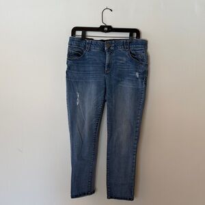 Democracy Blue Distressed Ankle Crop Jeans